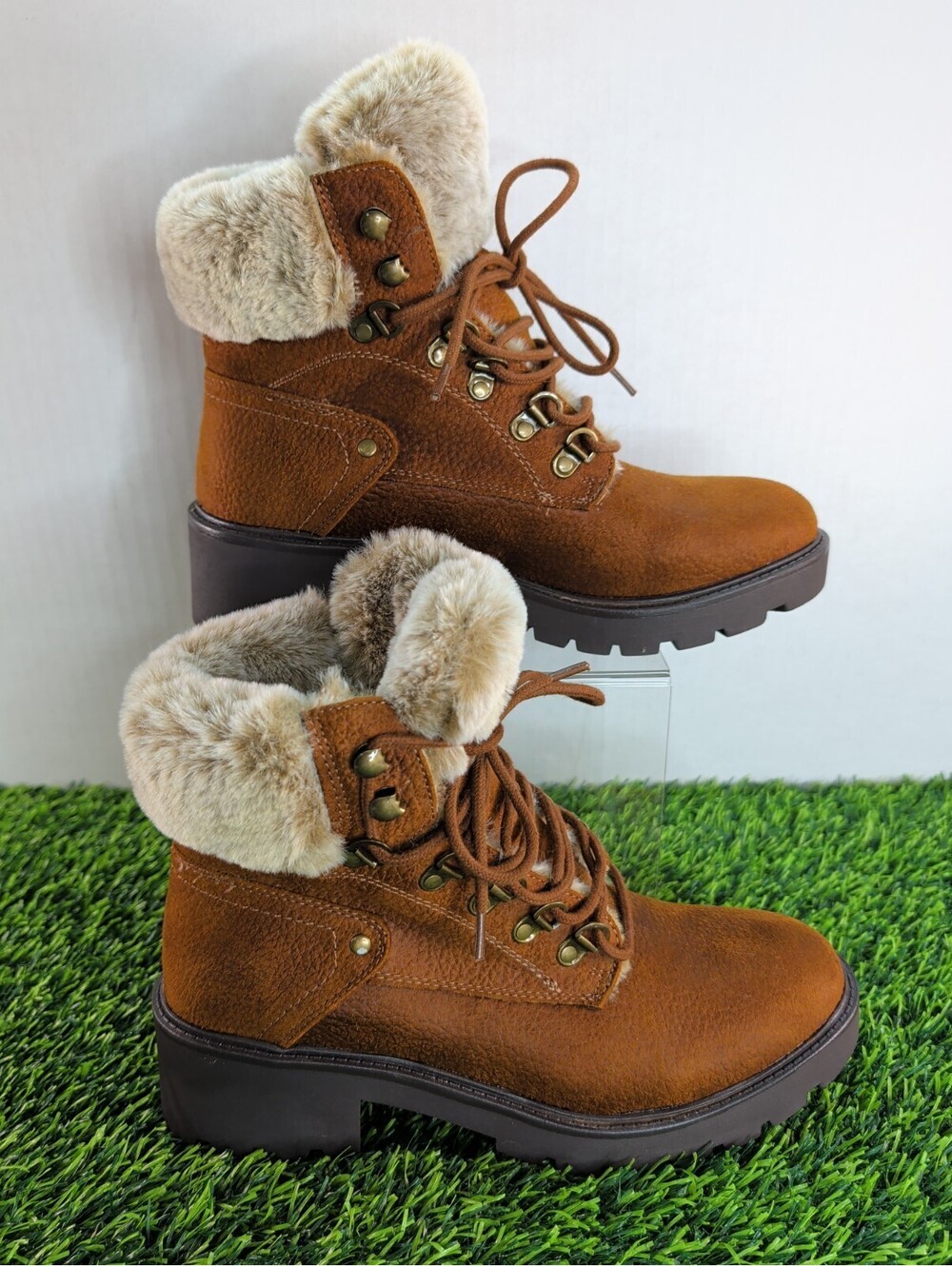 White Mountain Faux Fur Deserve W31847 Brown Boot Size 7.5 M